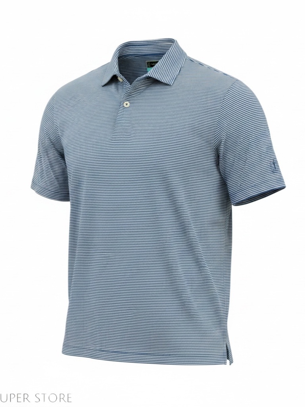 PGA Tour Golf Polo Shirt Blue White Striped Short Sleeve Size XL
